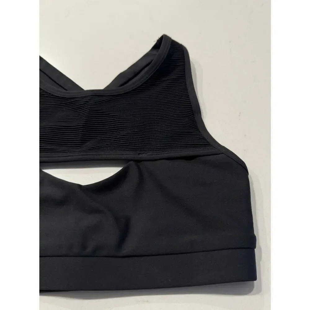 Chill By Will Black Grace Cut Out Sportsbra Activewear‎ Strappy Back Style# 423